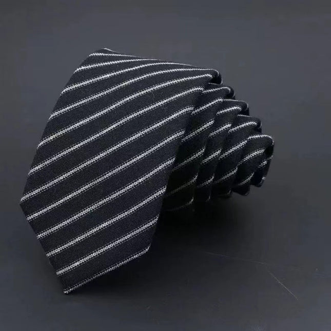 Thickened Sanded Fabric Hand Hit Men's Business Fashion Striped Solid Color Tie Cotton Formal Wear