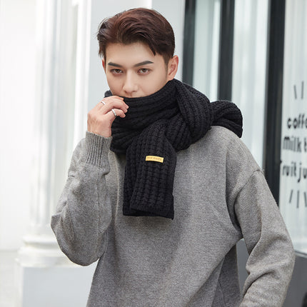 Men's Solid Colour Woollen Long Warm  Scarve