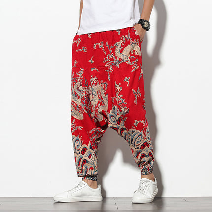 Summer Loose Wide-leg Flower Beach Harem Pants