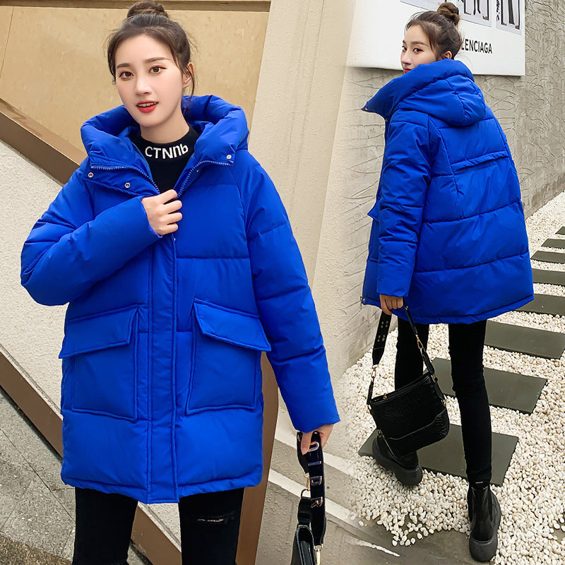 Winter Hooded Candy Color Loose And Warm Short Down Cotton Jacket Coat