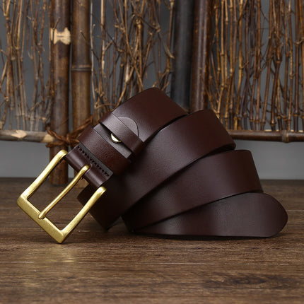 Cowhide Simple Glossy Casual Pants Belt