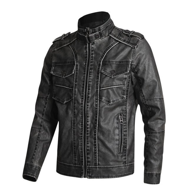 Thick PU Men's Fashion Casual Leather Jacket