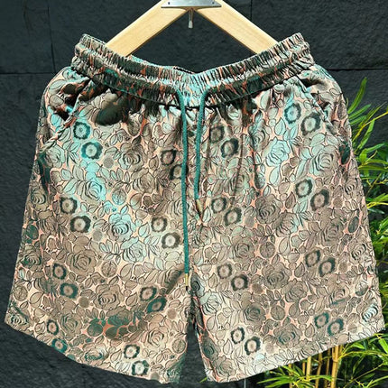 Men's Dark Flower Fashion Ice Silk Shorts