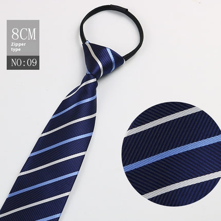 Black Men's Tie Striped Blue Business Tie Lazy Zip Tie In Stock Wholesale Pull Peels