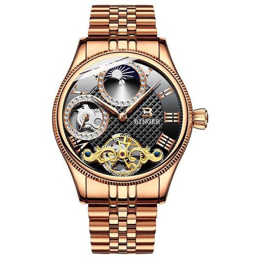 Men's Automatic Mechanical Skeleton Waterproof Stainless Steel Watch