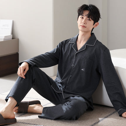 Men's Pure Cotton Long Sleeved Man Pajama Set