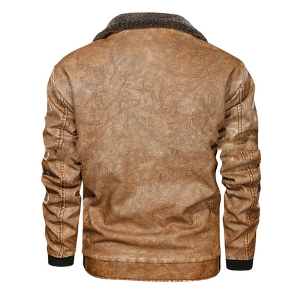 Lapel Leather Plus Velvet Padded Men Jacket