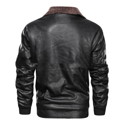 Lapel Leather Plus Velvet Padded Men Jacket