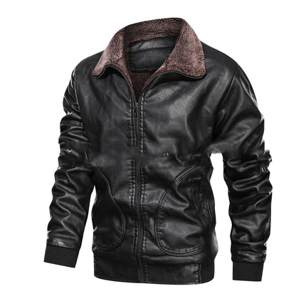 Lapel Leather Plus Velvet Padded Men Jacket