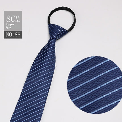 Black Men's Tie Striped Blue Business Tie Lazy Zip Tie In Stock Wholesale Pull Peels