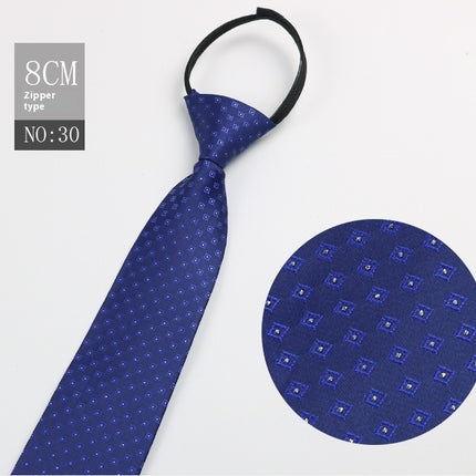 Black Men's Tie Striped Blue Business Tie Lazy Zip Tie In Stock Wholesale Pull Peels