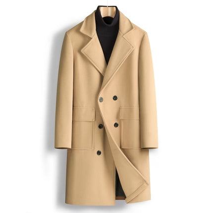 Fall Winter Double Breasted Mid-length Trench