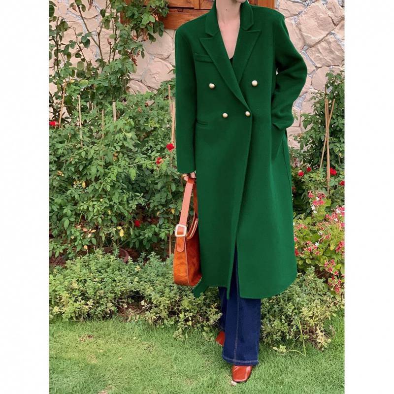 Women's Suit Collar Woolen Long Coat