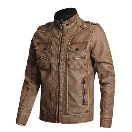 Thick PU Men's Fashion Casual Leather Jacket