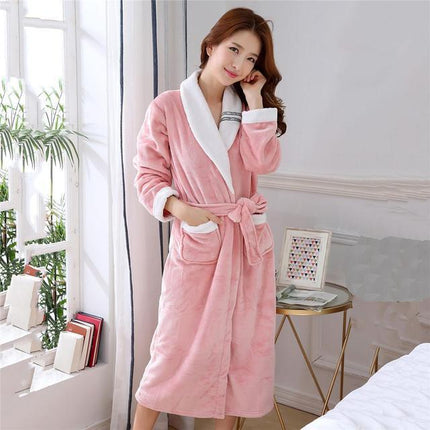 Winter Flannel Lovers Robe Elegant Sleepwear