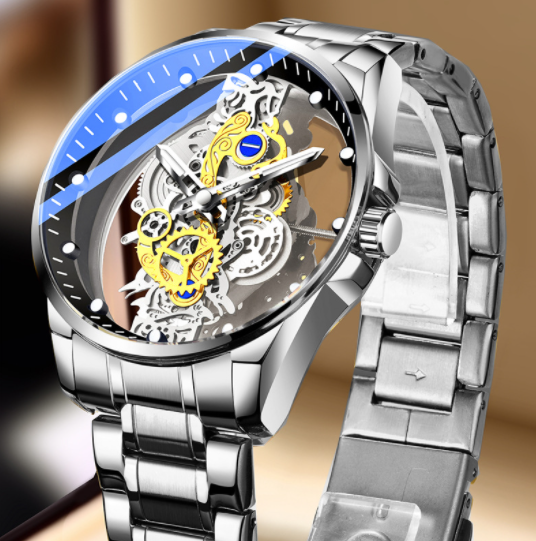 Men Watch Skeleton Automatic Quartz Watch