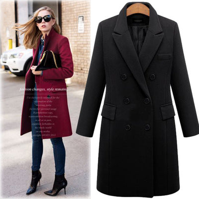 Long woolen wool coat in windbreaker