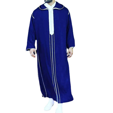 Men's Dark Blue Stand Collar Robe