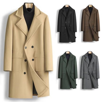 Fall Winter Double Breasted Mid-length Trench