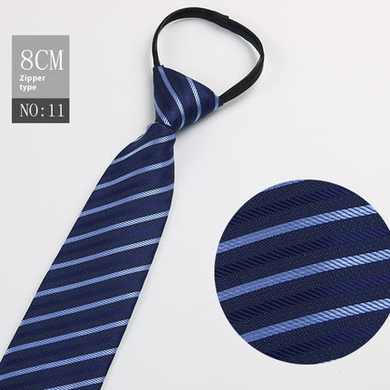 Black Men's Tie Striped Blue Business Tie Lazy Zip Tie In Stock Wholesale Pull Peels