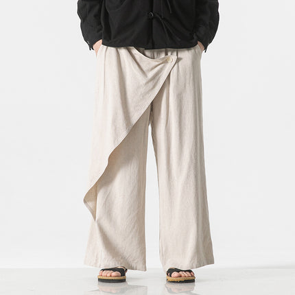 Cotton And Linen Casual  Men's Wide Leg Pants