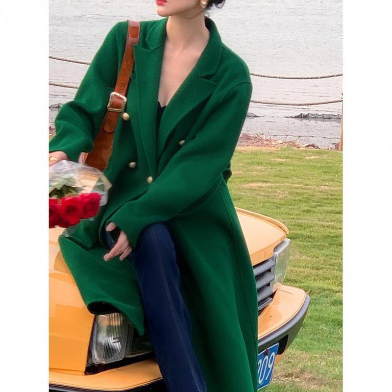 Women's Suit Collar Woolen Long Coat