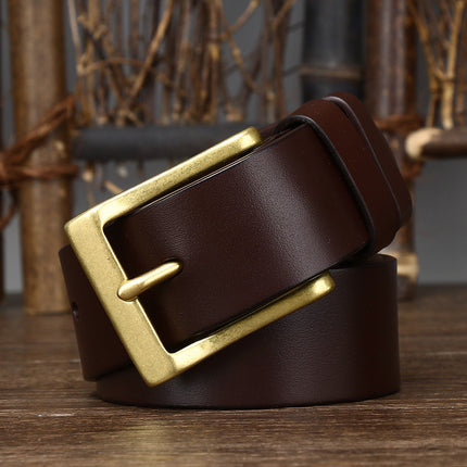 Cowhide Simple Glossy Casual Pants Belt