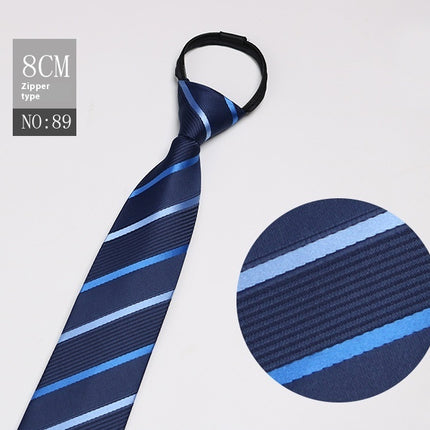 Black Men's Tie Striped Blue Business Tie Lazy Zip Tie In Stock Wholesale Pull Peels