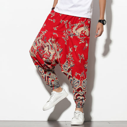 Summer Loose Wide-leg Flower Beach Harem Pants