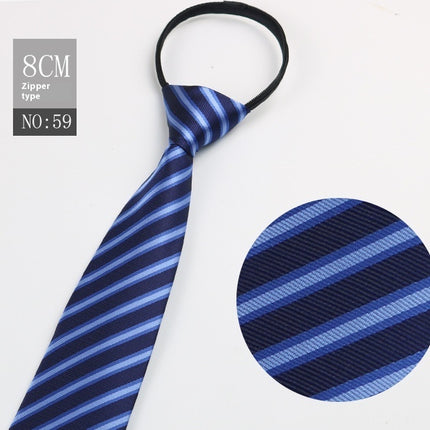 Black Men's Tie Striped Blue Business Tie Lazy Zip Tie In Stock Wholesale Pull Peels