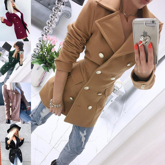 Double-breasted Woolen Coat