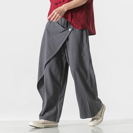 Cotton And Linen Casual  Men's Wide Leg Pants