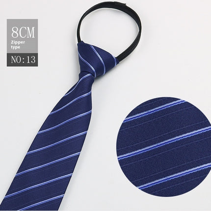 Black Men's Tie Striped Blue Business Tie Lazy Zip Tie In Stock Wholesale Pull Peels