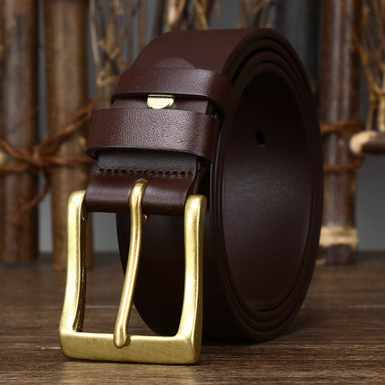 Cowhide Simple Glossy Casual Pants Belt