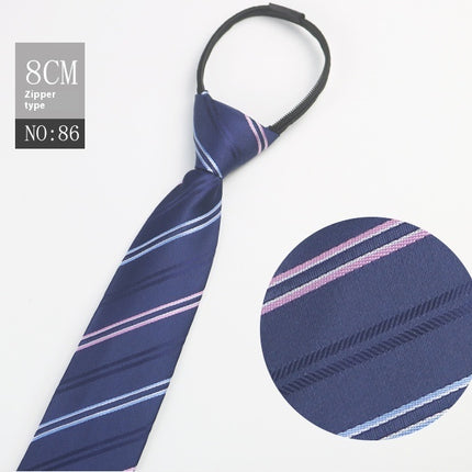 Black Men's Tie Striped Blue Business Tie Lazy Zip Tie In Stock Wholesale Pull Peels