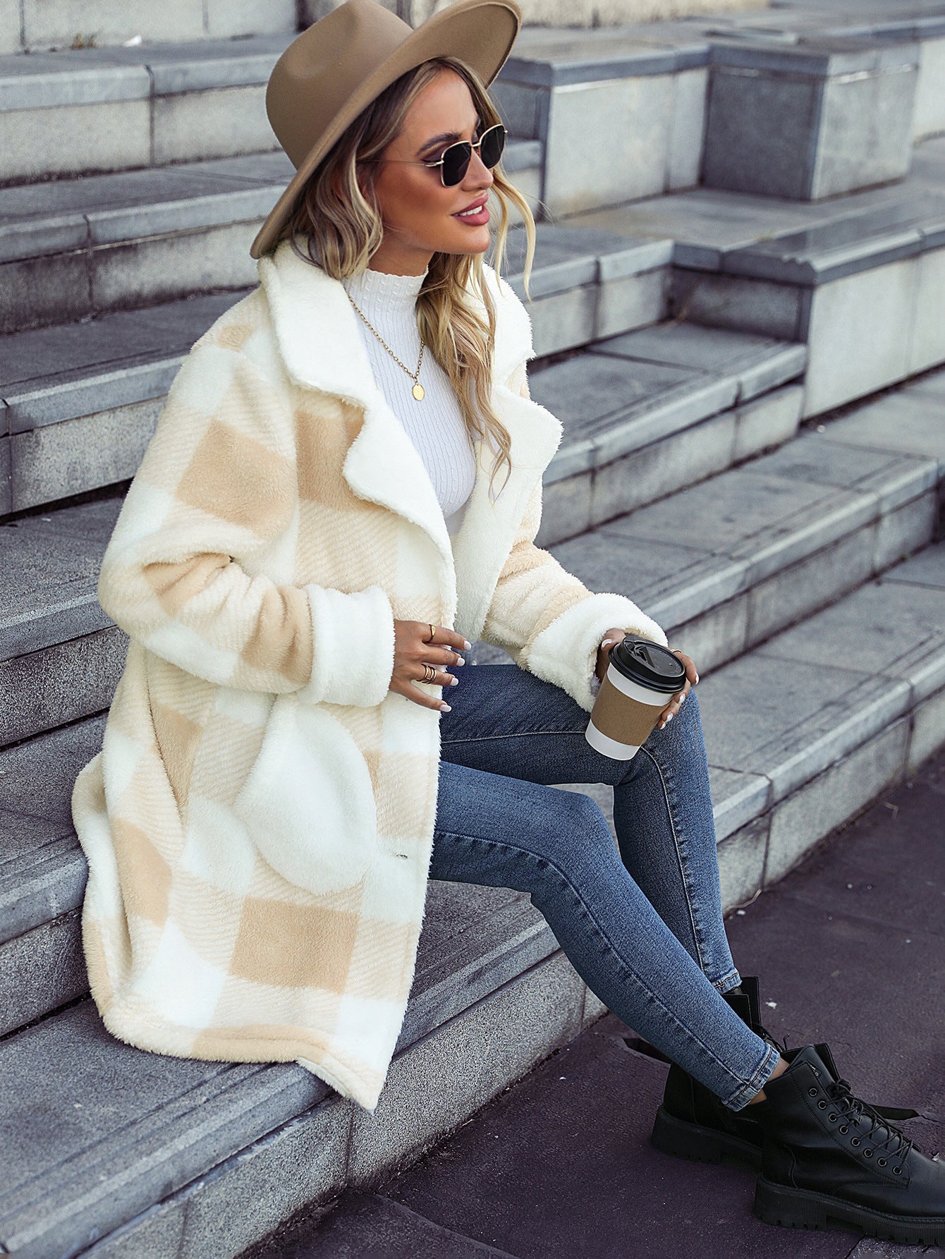 New Plaid Printed Coat