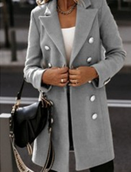 Double-Breasted Woolen Coat Fashion