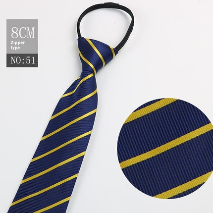 Black Men's Tie Striped Blue Business Tie Lazy Zip Tie In Stock Wholesale Pull Peels