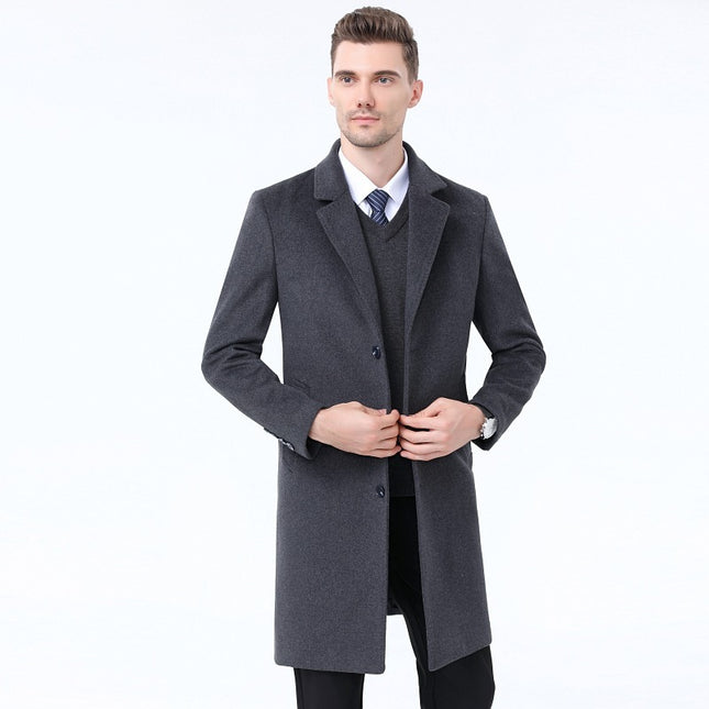 Men's Woolen Coat With Leisure Suit Collar