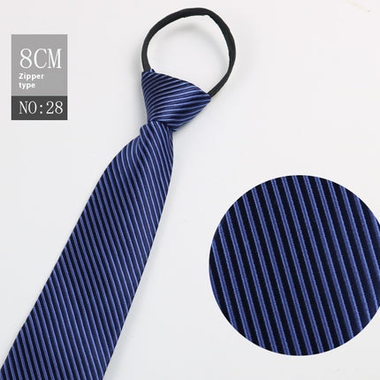 Black Men's Tie Striped Blue Business Tie Lazy Zip Tie In Stock Wholesale Pull Peels