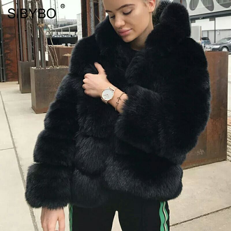 Women's Minimalist Hooded Patchwork Fur Grass Jacket