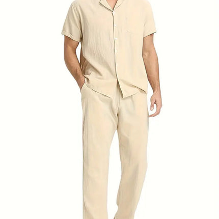 Men's Fashion Casual Short Sleeve Pajama Suit