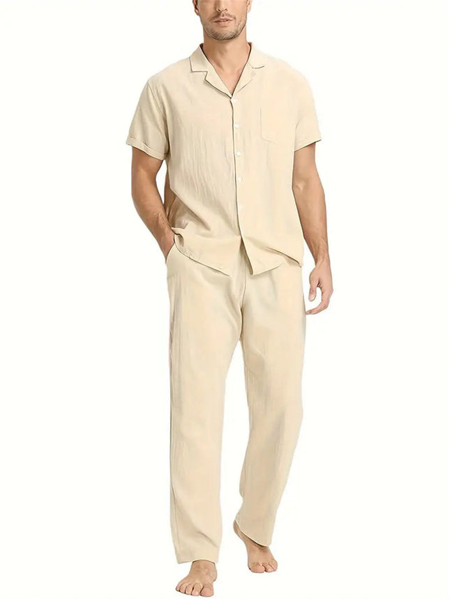 Men's Fashion Casual Short Sleeve Pajama Suit