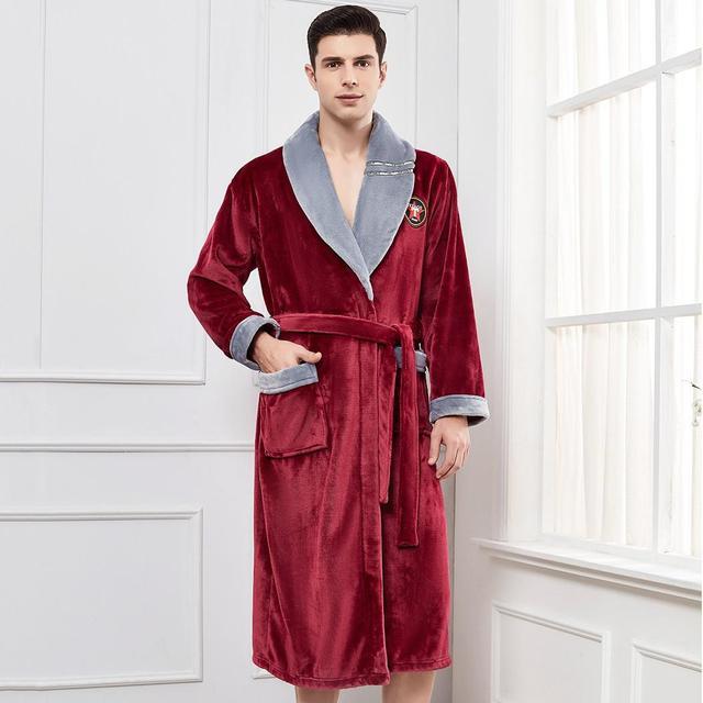 Winter Flannel Lovers Robe Elegant Sleepwear