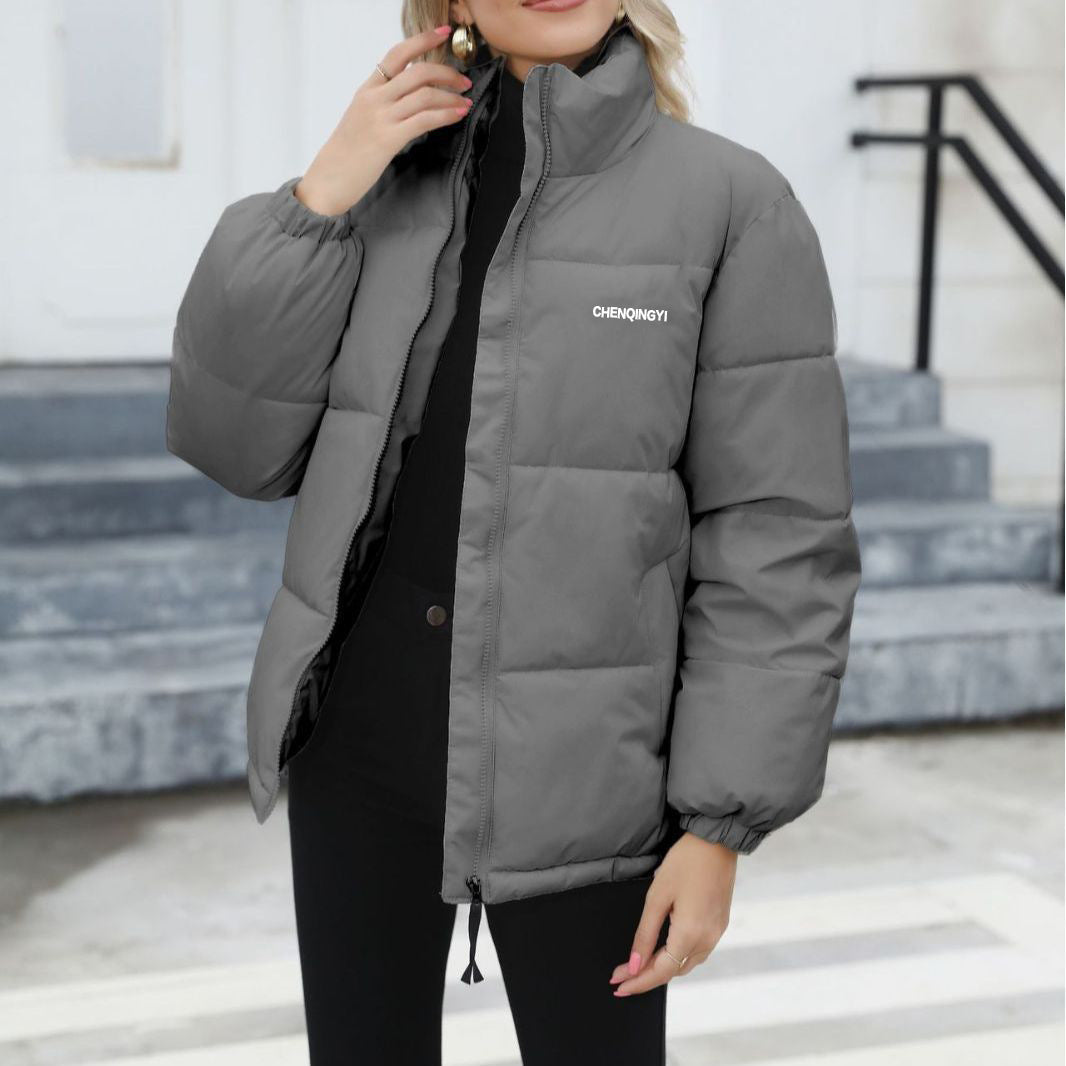 Winter Coat Women Casual Windproof Down Cotton Warm Thickened Jacket Solid Outwear All-match Loose Tops Clothing