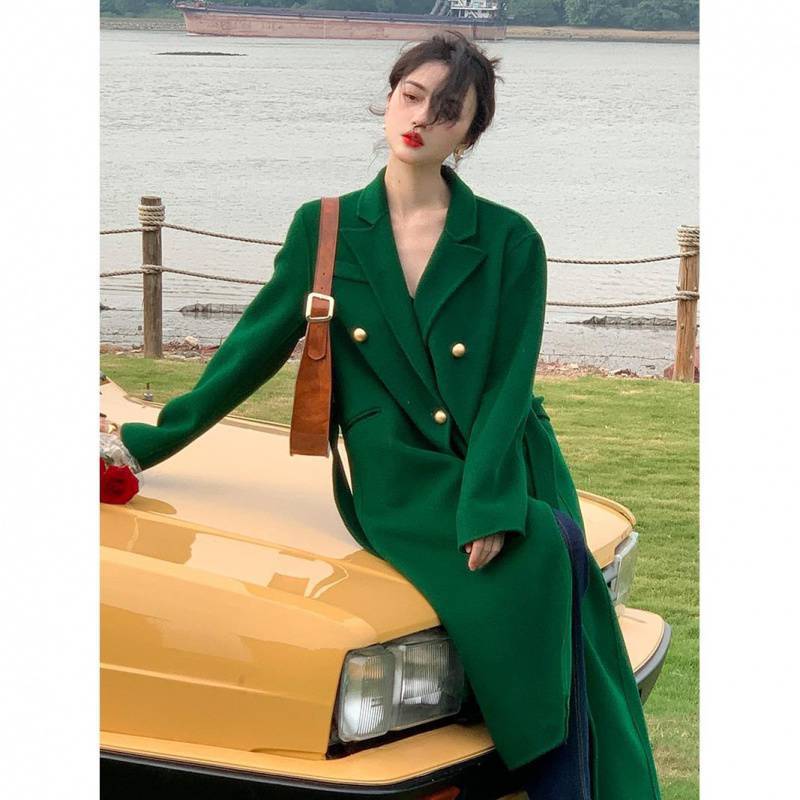 Women's Suit Collar Woolen Long Coat