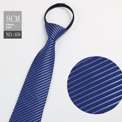 Black Men's Tie Striped Blue Business Tie Lazy Zip Tie In Stock Wholesale Pull Peels