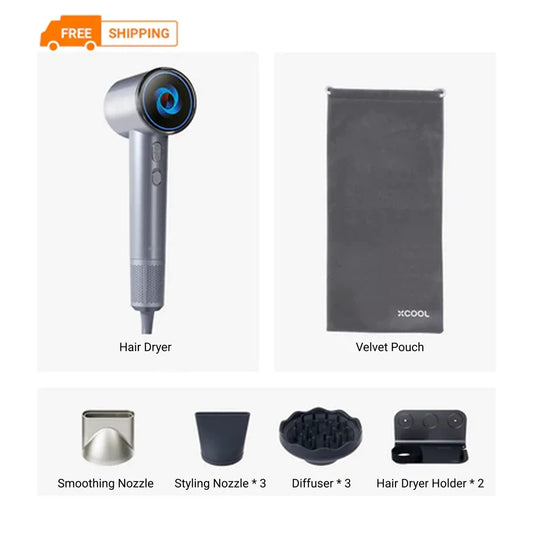 RAEESMART | xCool Negative Ions High-Speed Hair Dryer with Thermo-Control, Silver Blue
