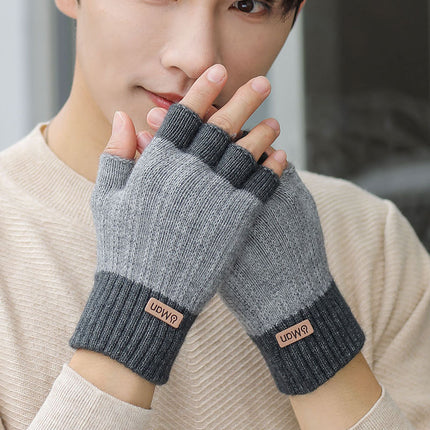 Men's Warm Thickened Half Finger Gloves