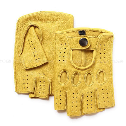 Riding Outdoor Leather Half Finger Sheepskin Gloves